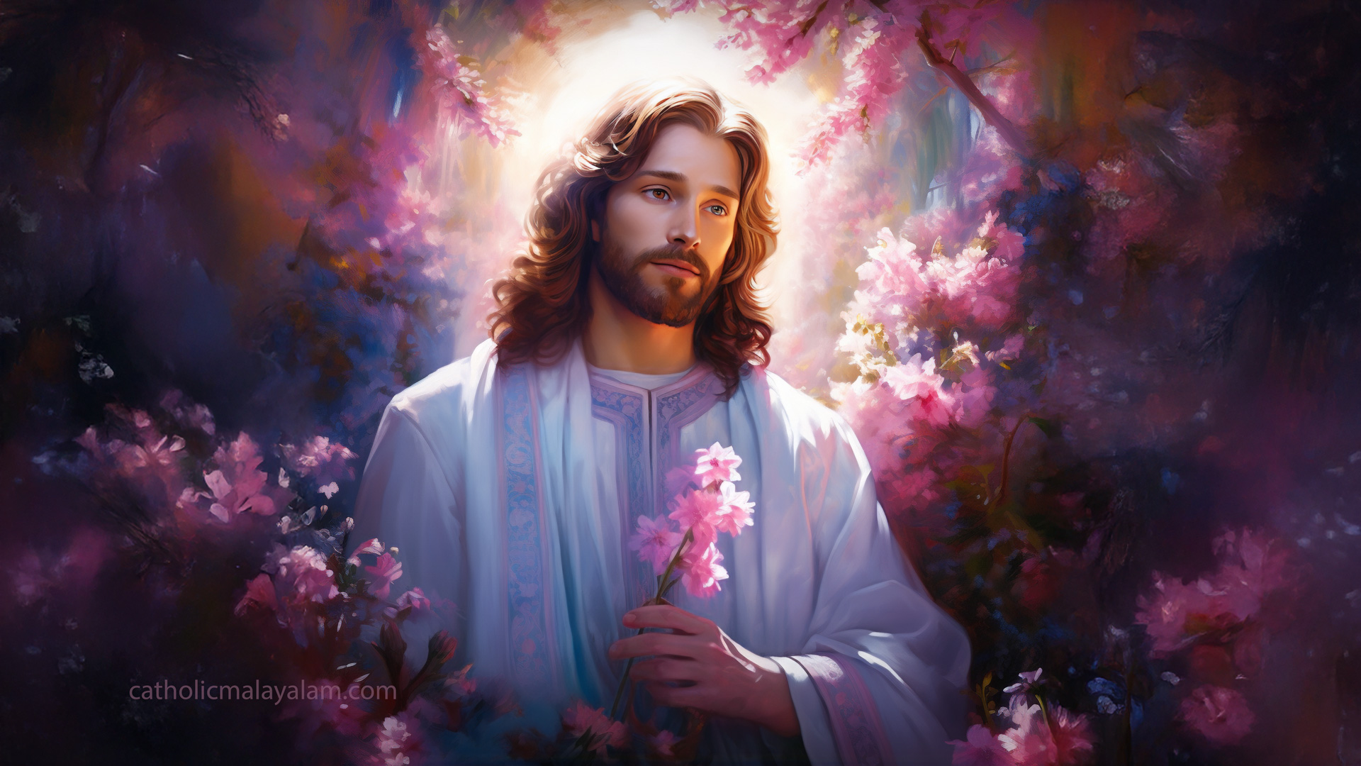 jesus with flower